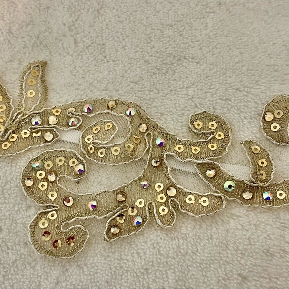 Child Medium Elegant Gold and Off White Dance Costume - Picture 4 of 4